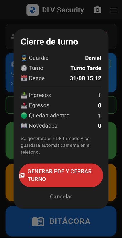 Cierre de turno con PDF firmado