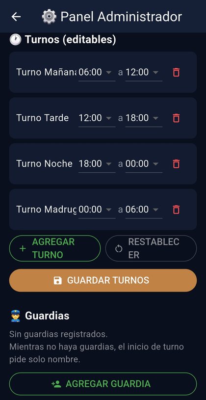 Turnos configurables